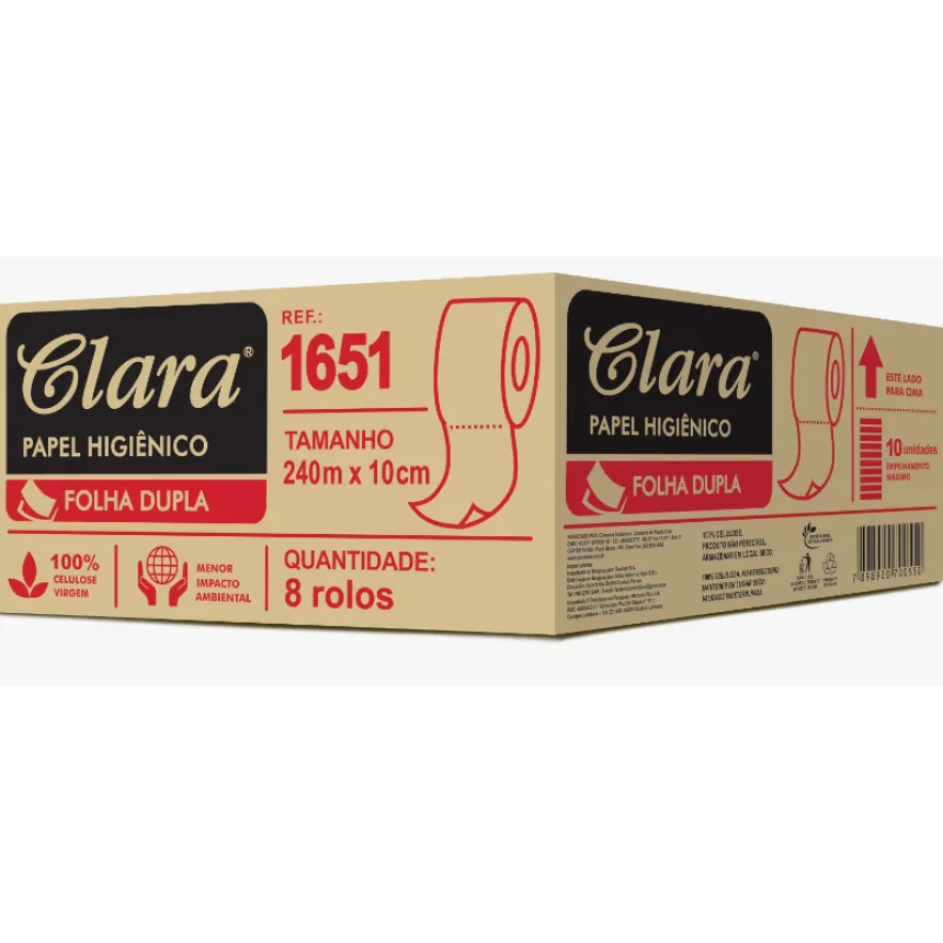 Papel Higiênico Rolão Folha Dupla Caixa 8 x 240m