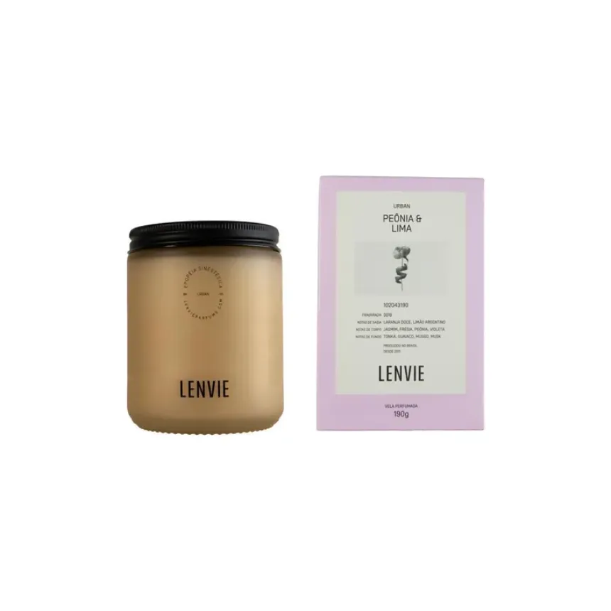 Vela perfumada peônia e lima 190g lenvie