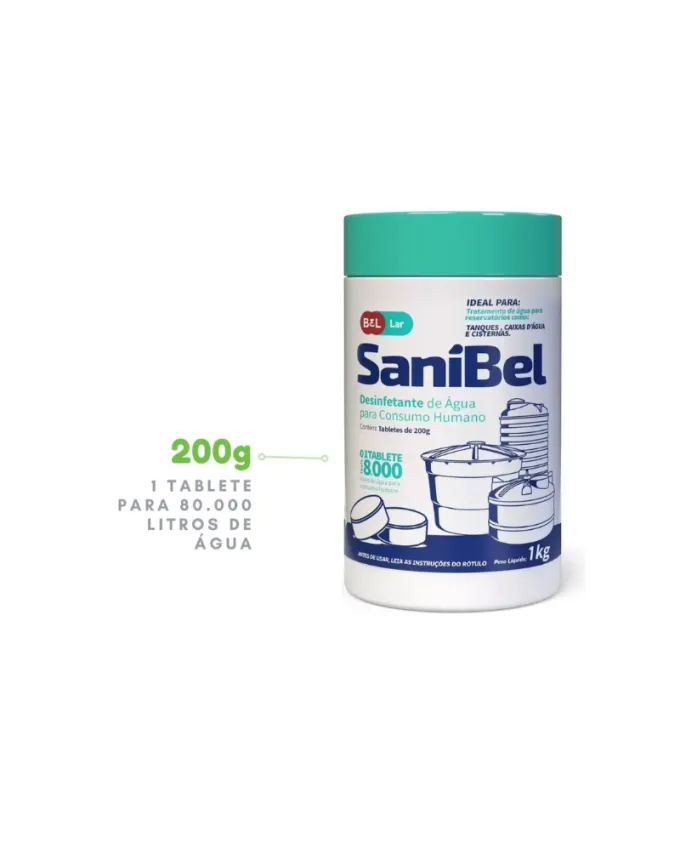 Cloro Consumo Humano 1kg - 5 Tabletes De 200g Sanibel