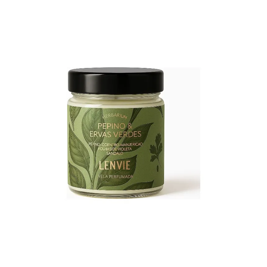 Vela perfumada pepino e ervas verdes 140g lenvie
