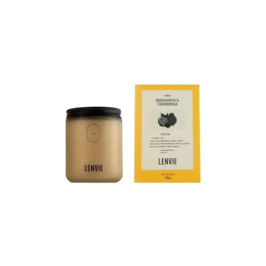Vela perfumada bergamota e framboesa 190g lenvie