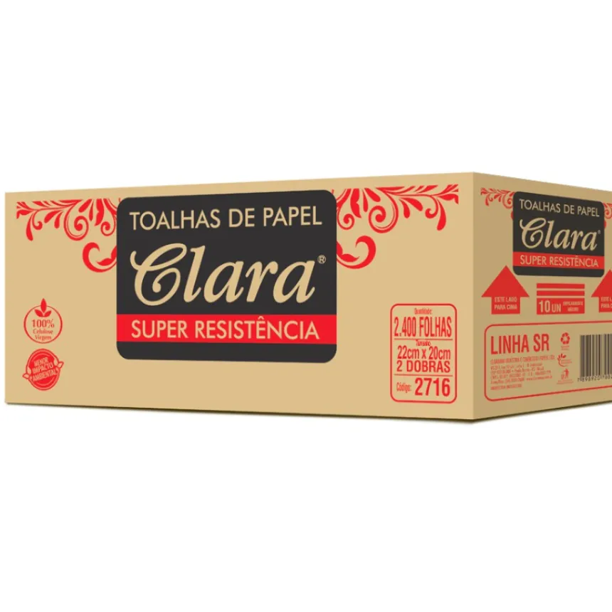Papel Interfolhado Super Resistente Claramax 22x20 Caixa 2.400 unidades